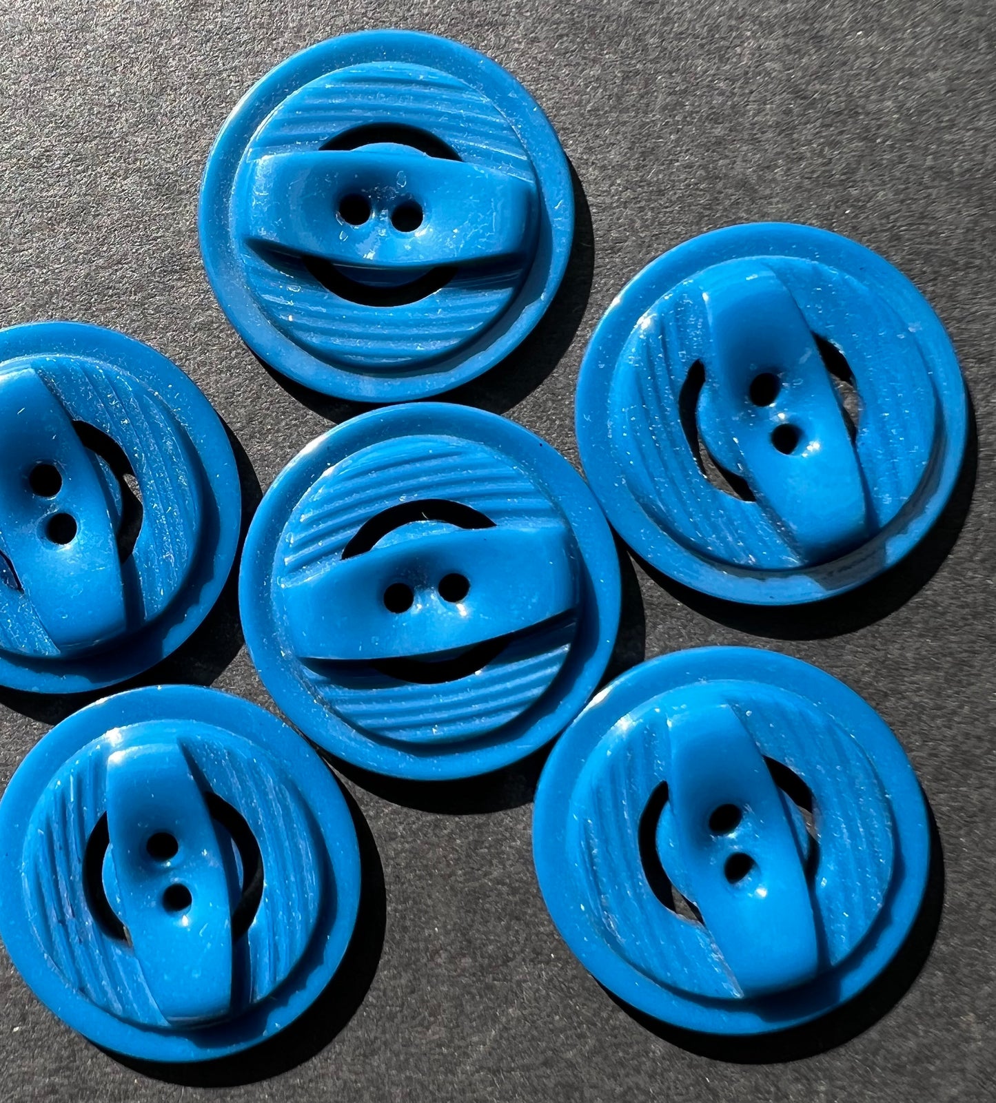6 Teal Blue 1940s Vintage 1.8cm or 2.2cm Buttons