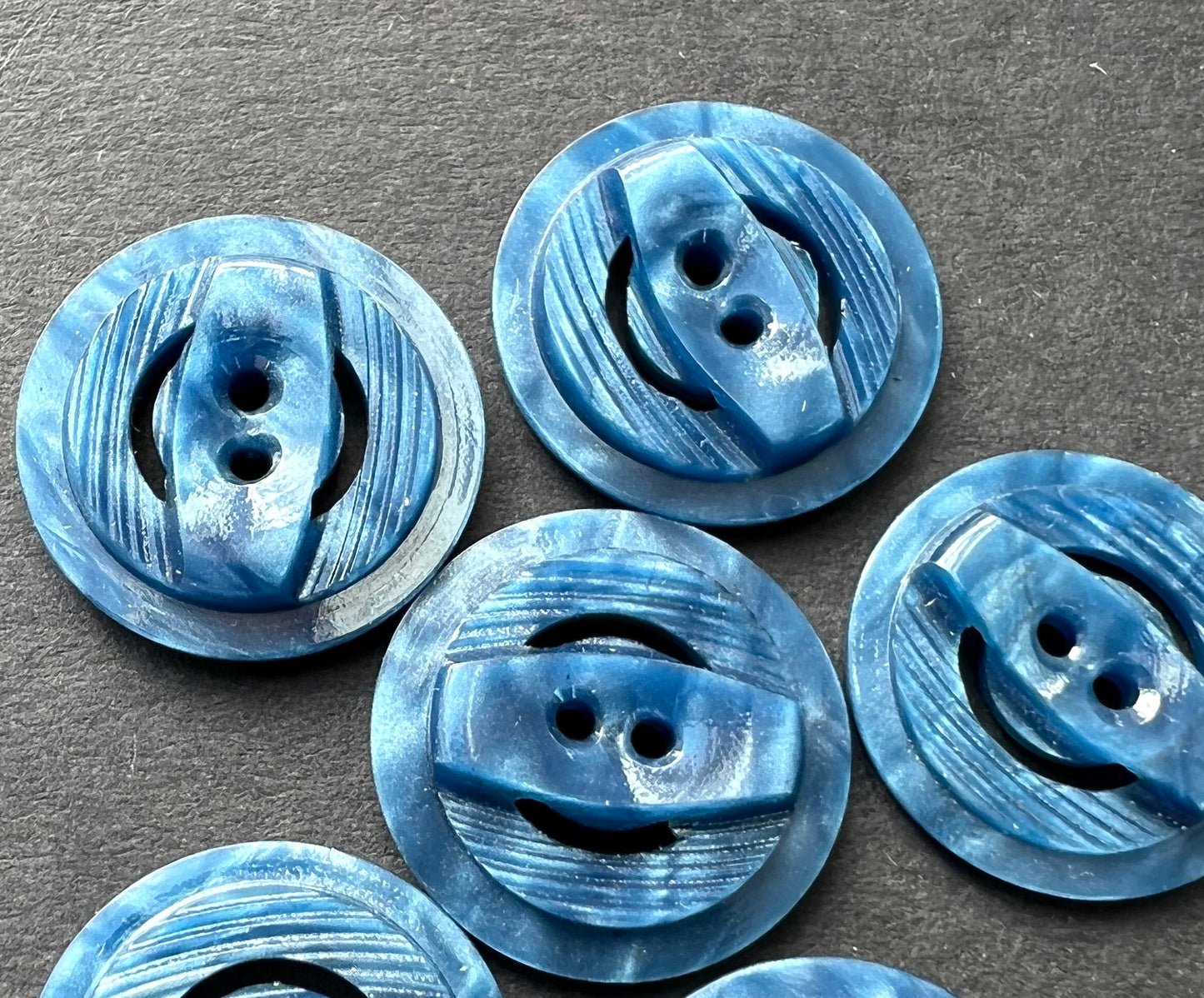 6 Petrol Blue 1940s 1.8cm Buttons