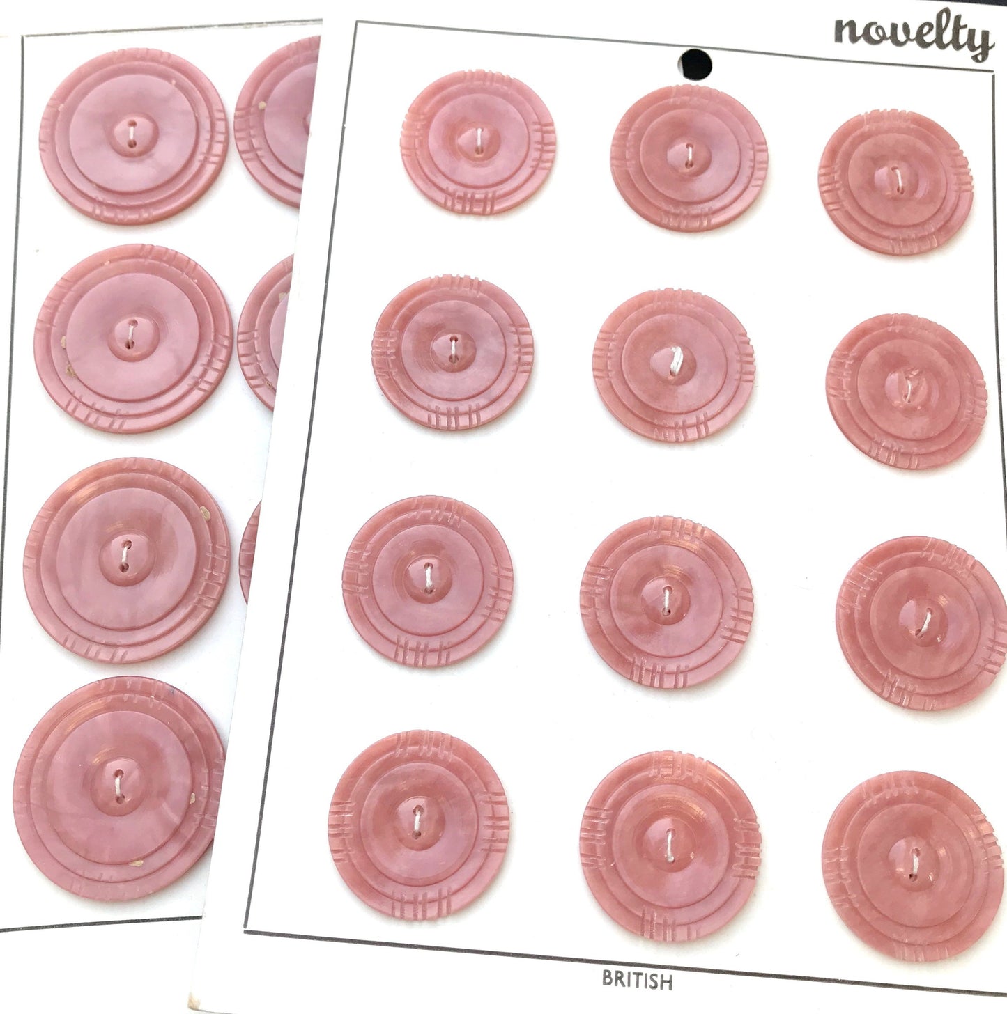6 Very 1940s Venetian Pink 2.8cm Buttons - British
