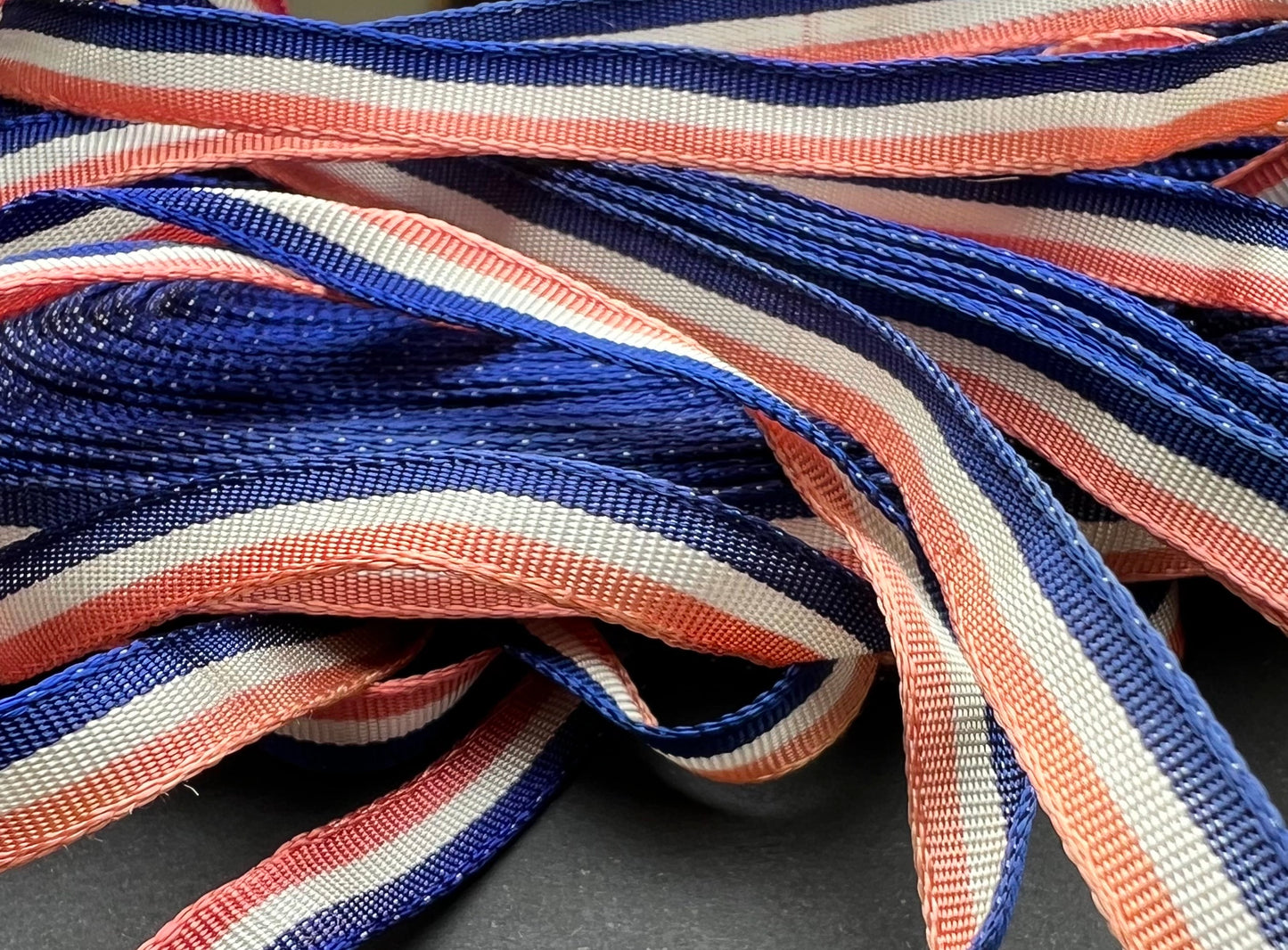 1m Red, White and Blue 7mm wide Vintage Grosgrain Ribbon