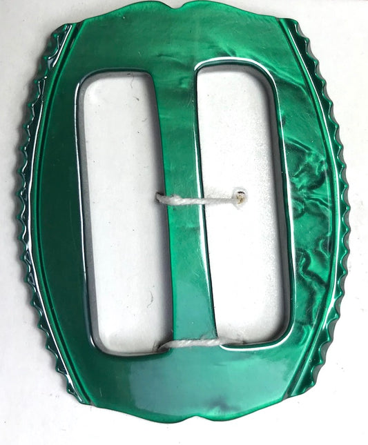 Glowing Emerald Green 1940s Casein 4.5cm Buckle