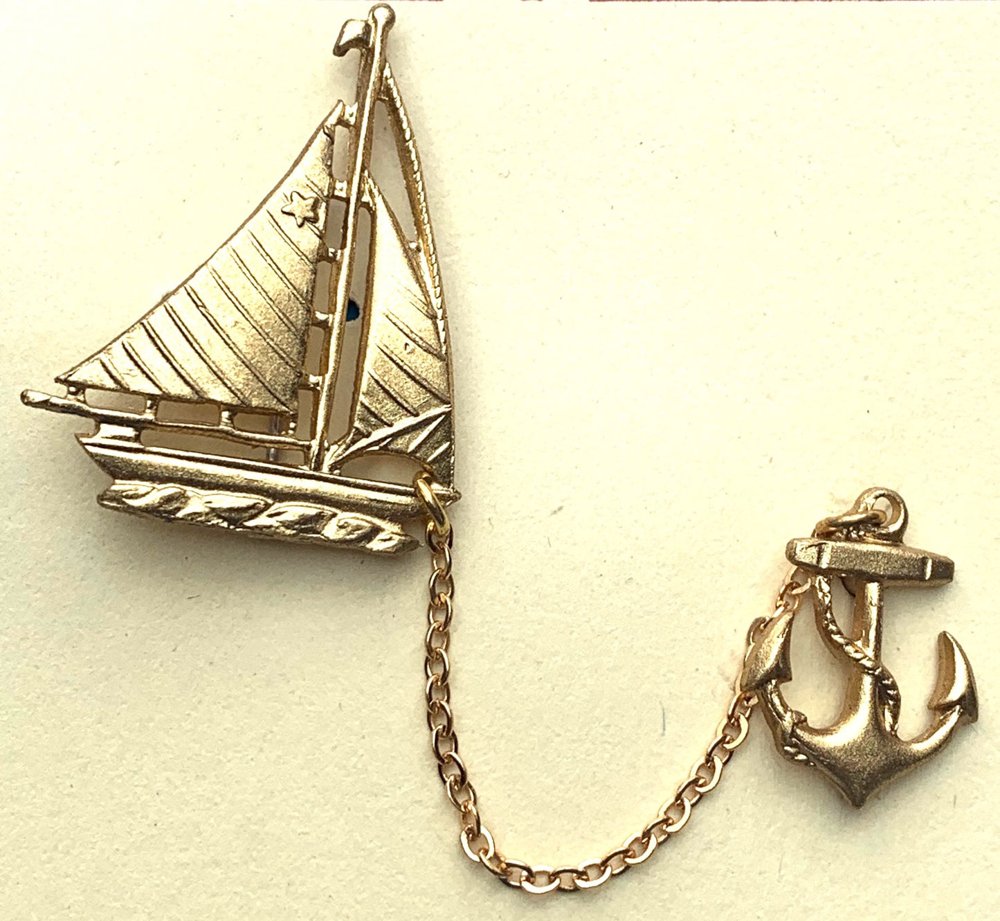 Charming 1940s Sailing Boat and Anchor Brooch