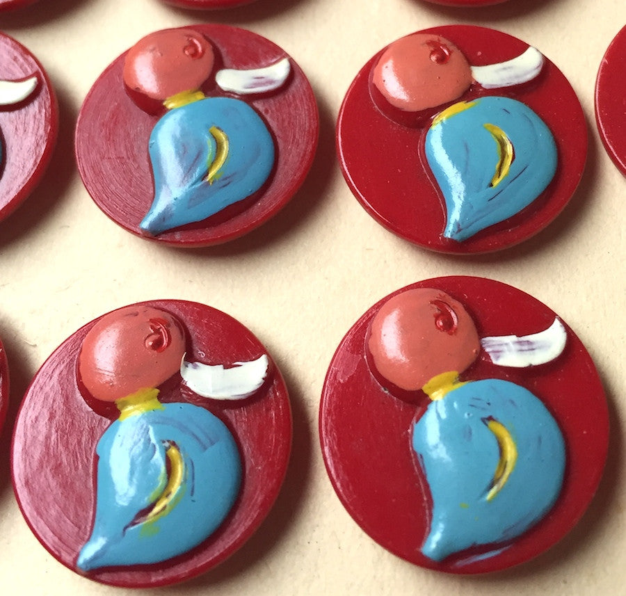 Charming Vintage DUCK Buttons - 2cm - 24 of them - Choice of Colours