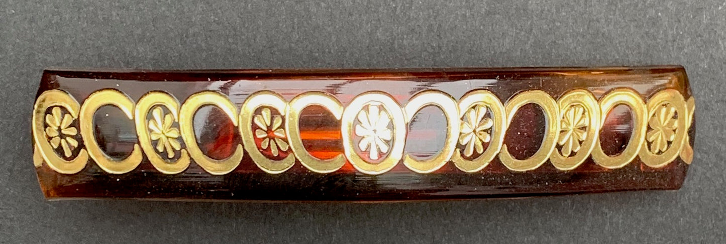 Gloriously Deco Tortoiseshell + Gold French Lucite Hair Clips