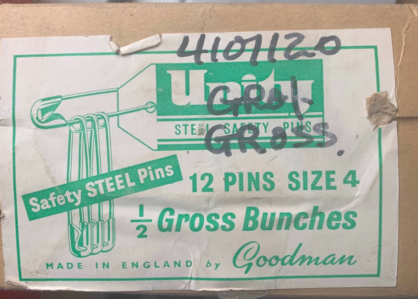 Old Warehouse Find -12 British Vintage UNITY 2"/ 5cm Steel Safety Pins