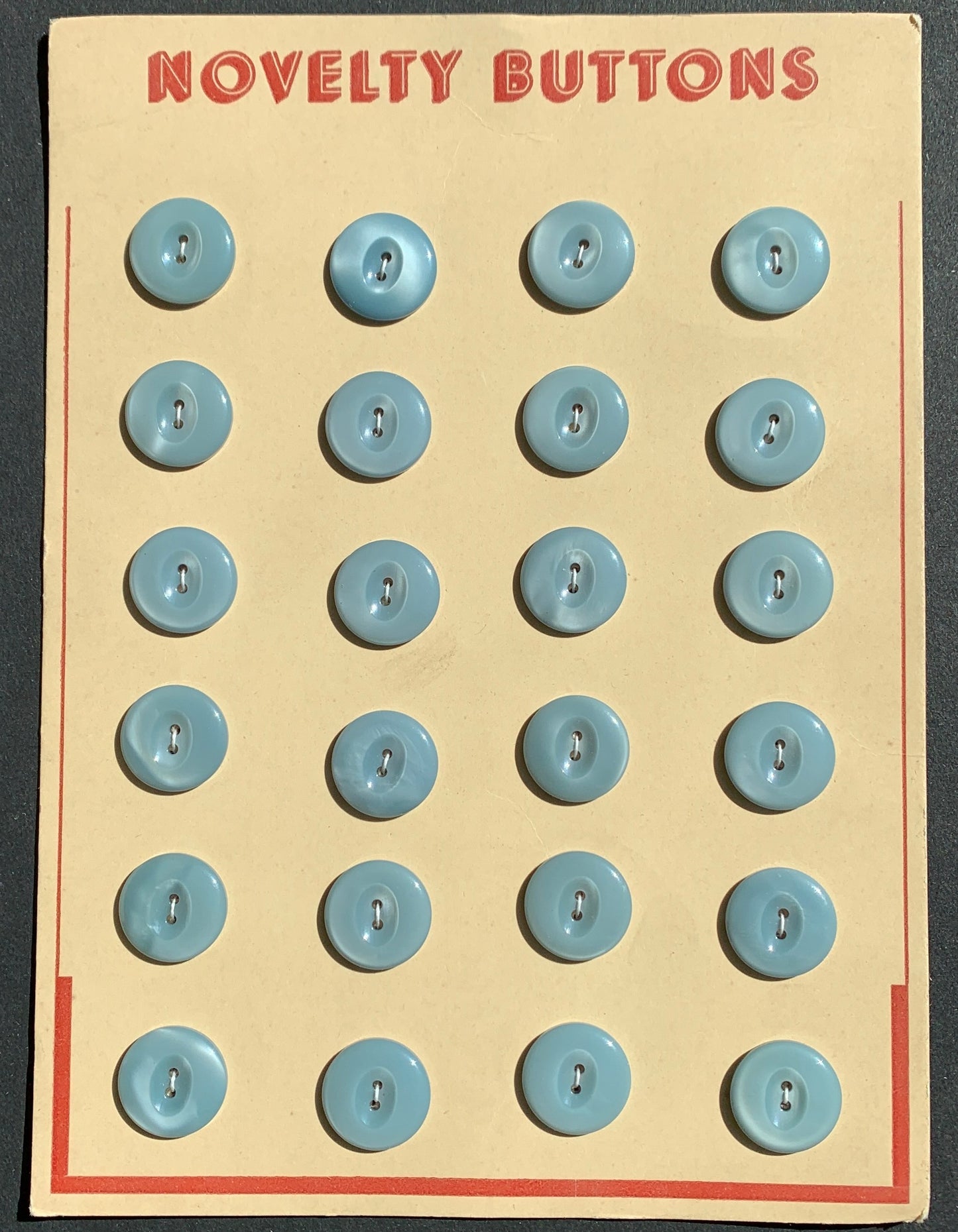 1.5cm Calm Blue Grey Vintage Buttons - 24 on a sheet or 6 loose.