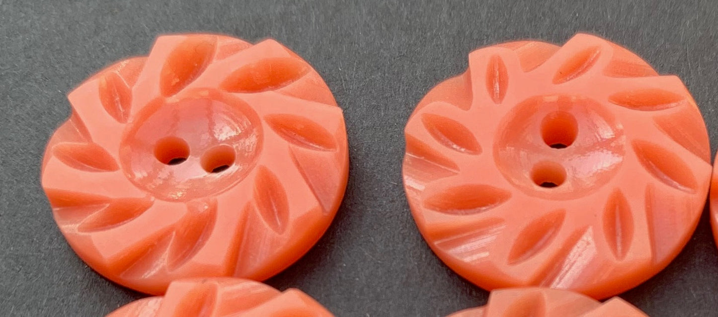 6 Vintage Coral pink 2.2cm or 1.7cm Buttons