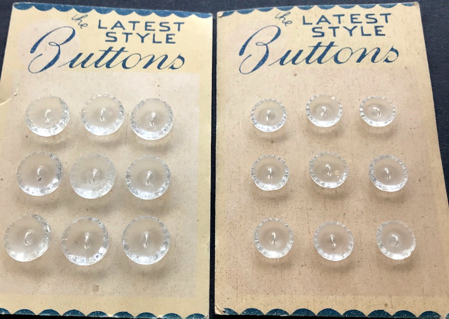 9 Very Pretty Sparkly Clear Glass Vintage 1930s Buttons 12mm or 15mm