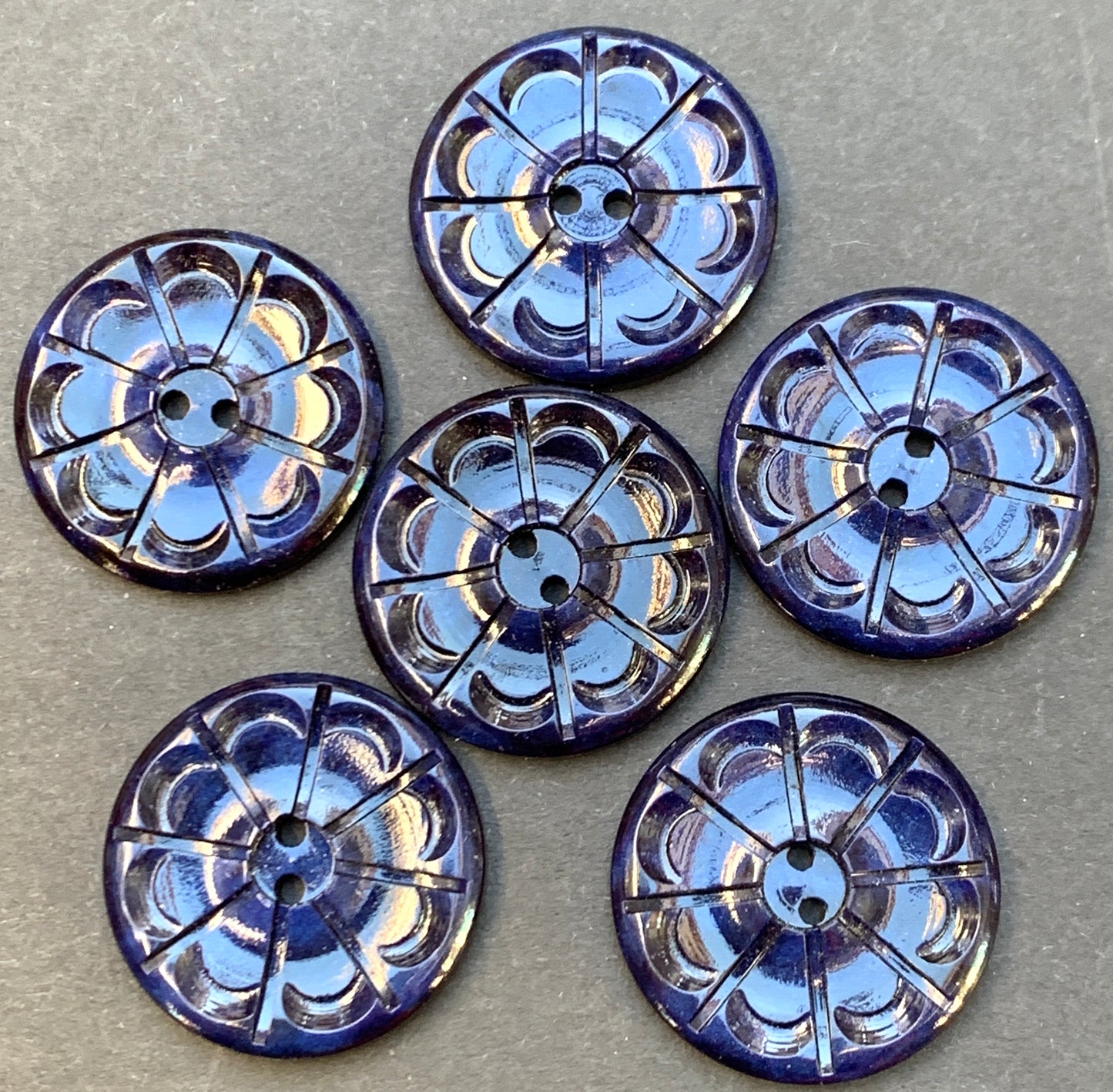 6 Deep Inky Midnight Blue 2.2cm Deco Buttons