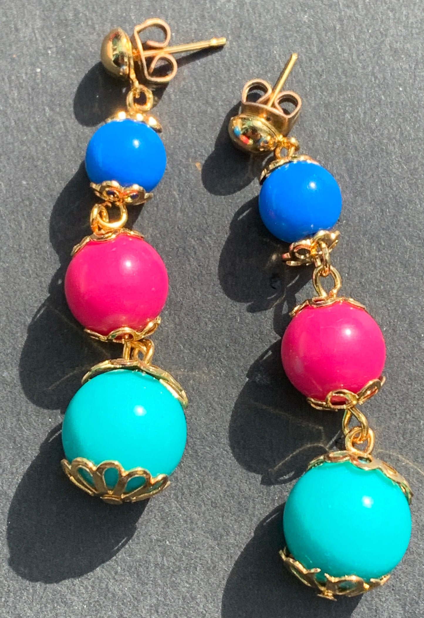 Wonderfully 1970s Bright Bead Earrings