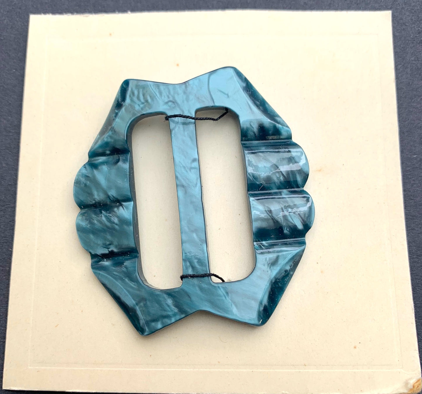 Unusual Shimmery Metallic Blue 5cm Buckle - Unused Old Warehouse Find