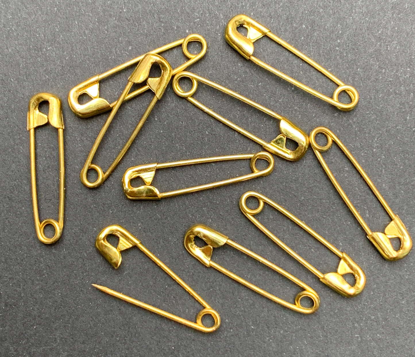 10 Tiny 2cm Vintage Brass Safety Pins