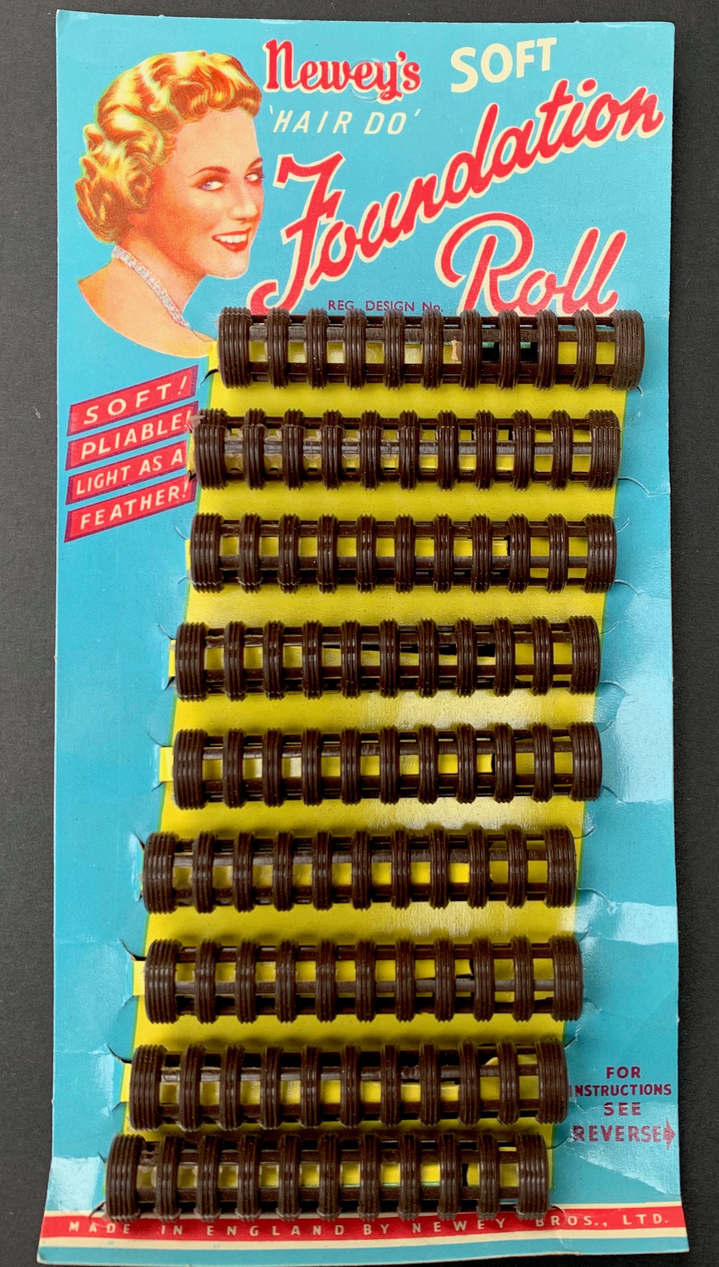 1950's Newey's "Hair Do" FOUNDATION ROLL Hair Rollers / Curlers - 2 Sizes