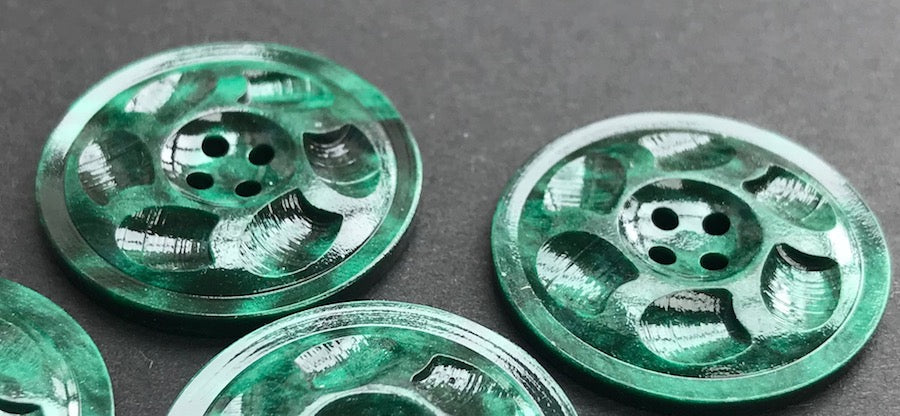 6 Glowing Emerald Green Vintage French 2.2cm Buttons