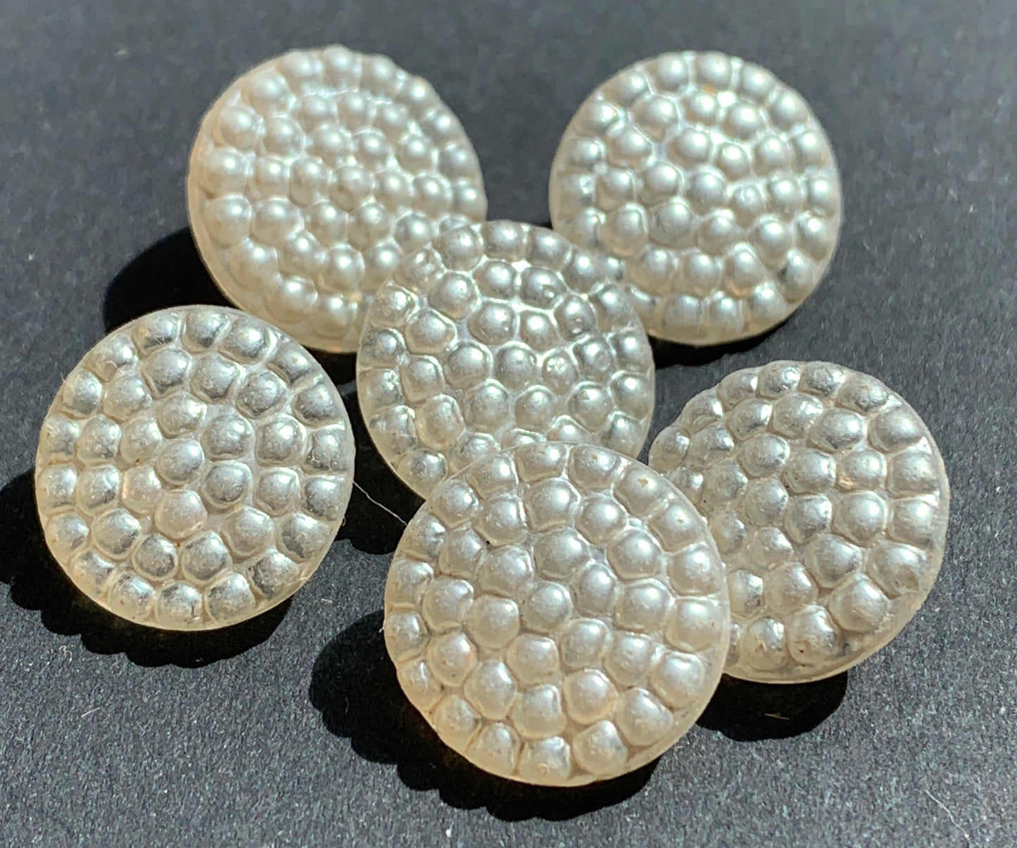 6 Cream Pearly Vintage Glass 1.2cm Buttons
