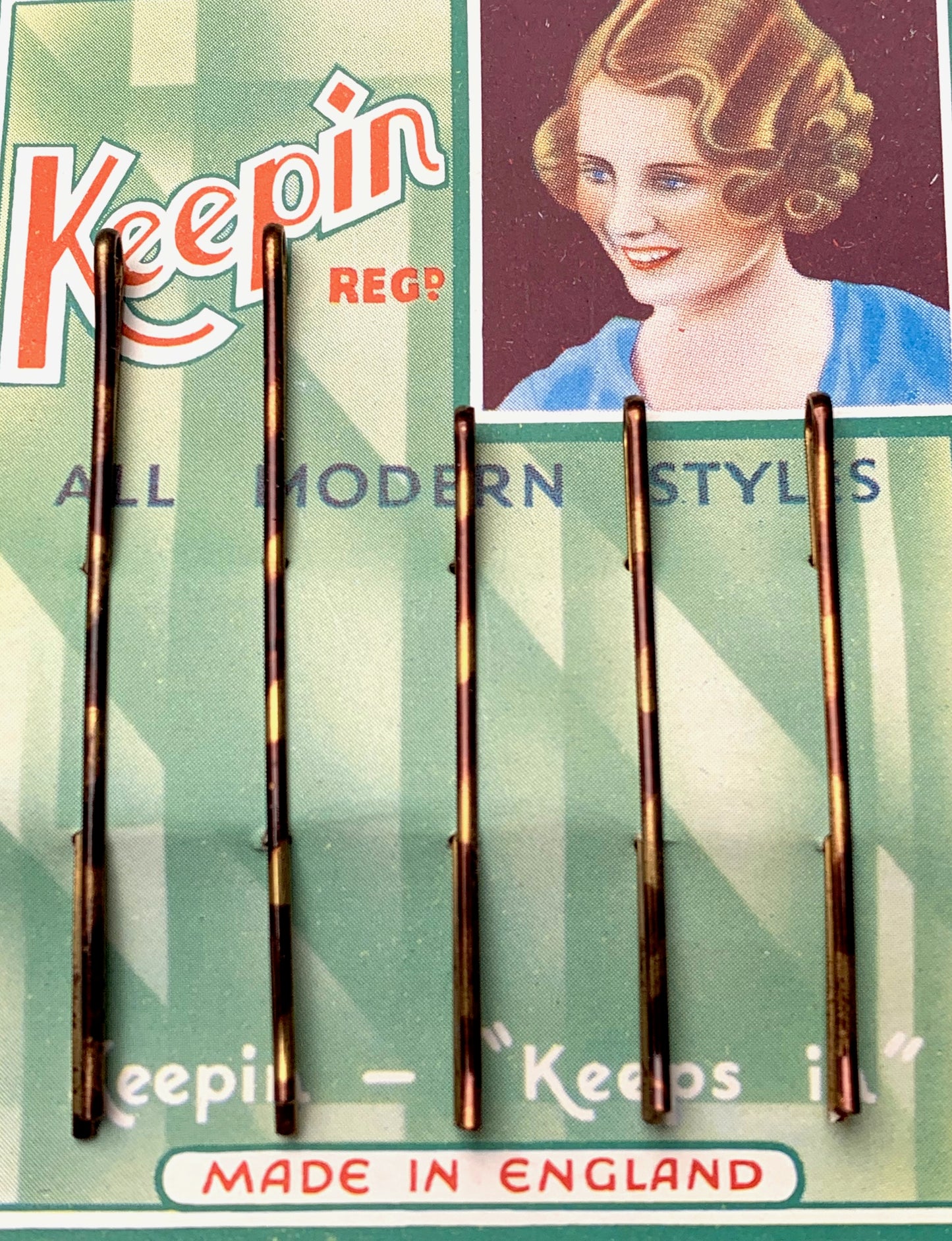 1930s "Keepin" HAIR GRIPS..for "ALL MODERN STYLES" 2 different length grips