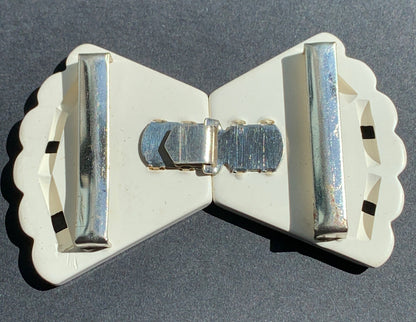White Deco 2 Part French Belt Buckle for 2.7cm Belt