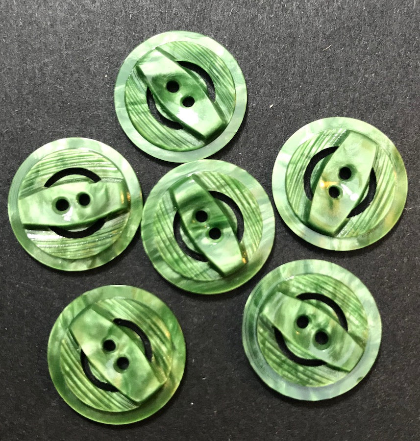 6 Frosty Green Vintage 1.7cm Buttons