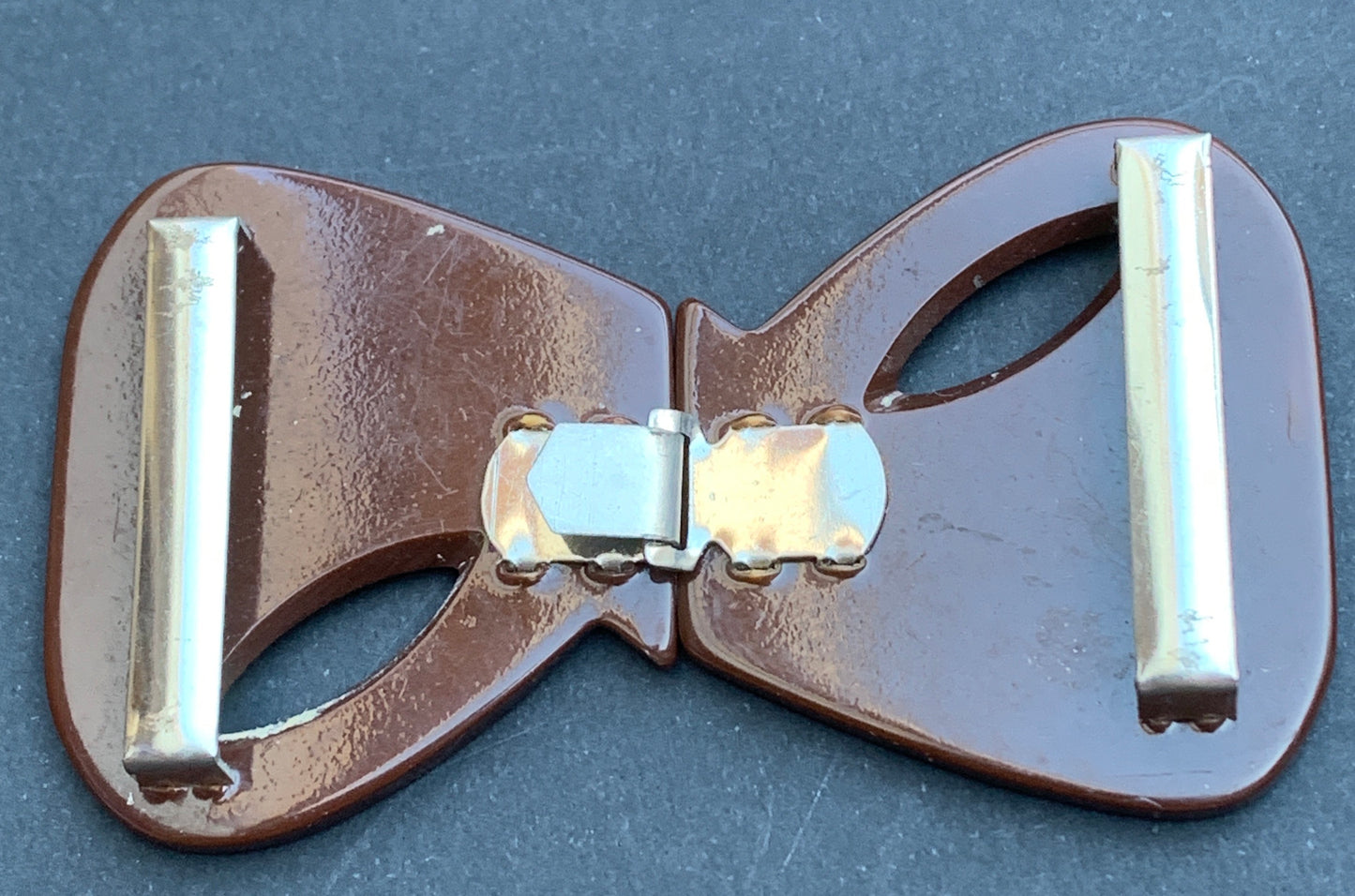 Dynamic 1940s French 2 Part 7cm Buckle for up to 3cm Belt - Coral Pink or Brown