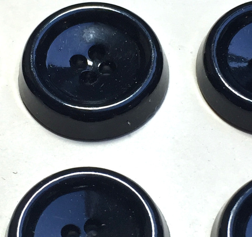 12 Pleasingly Solid Vintage Black Buttons - 3.2cm or 2.8cm