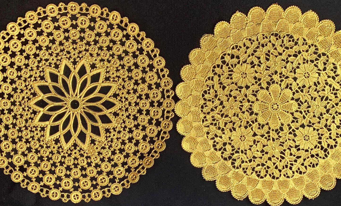 6 Dramatic Gold Vintage Doilies - Choose from 3 Designs 20cm/8"