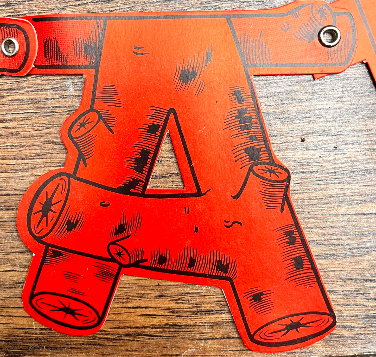 5' Long LOG shaped HAPPY NEW YEAR Banner 1950s Made in Japan