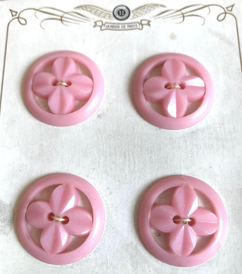 Soft Pink Vintage 1940s Propeller Shaped Buttons -3 sizes