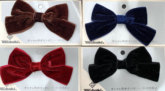 Vintage Velvet Bow Hair Clip - Choice of Colours - Made in Japan