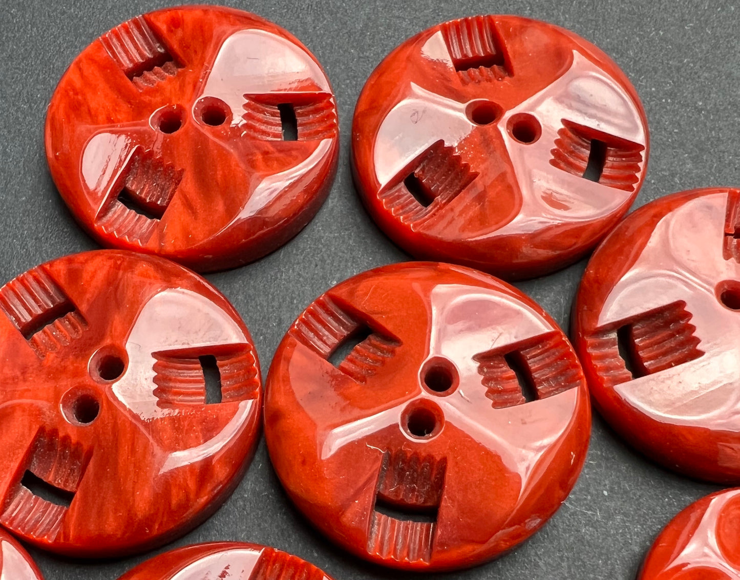 2.2cm or 1.7cm Intense Terracotta Vintage French Buttons 6 or 24