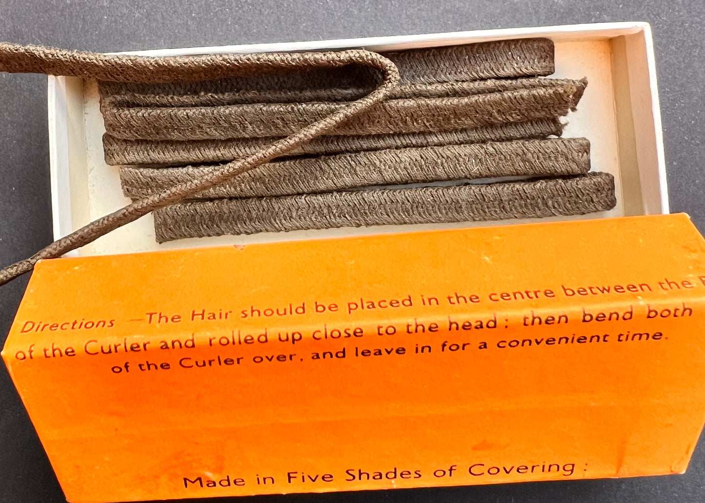 1930s FLEXIBLE Fabric Covered HAIR WAVERS & CURLERS - Box of 6 x 6" long