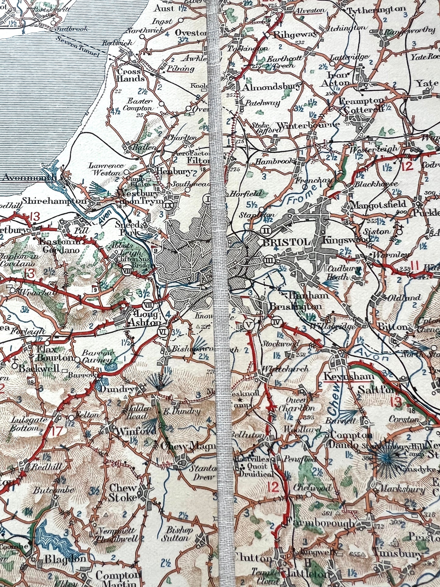 BRISTOL - CARMARTHEN 1920s Michelin Map  (Sheet 17) incl CARDIFF SWANSEA MONMOUTH