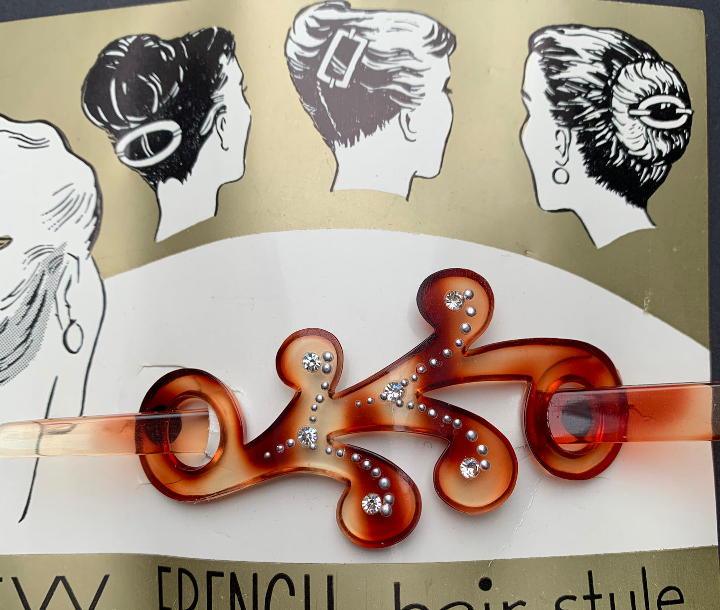 Joyful Vintage Lucite & Diamante Barrette