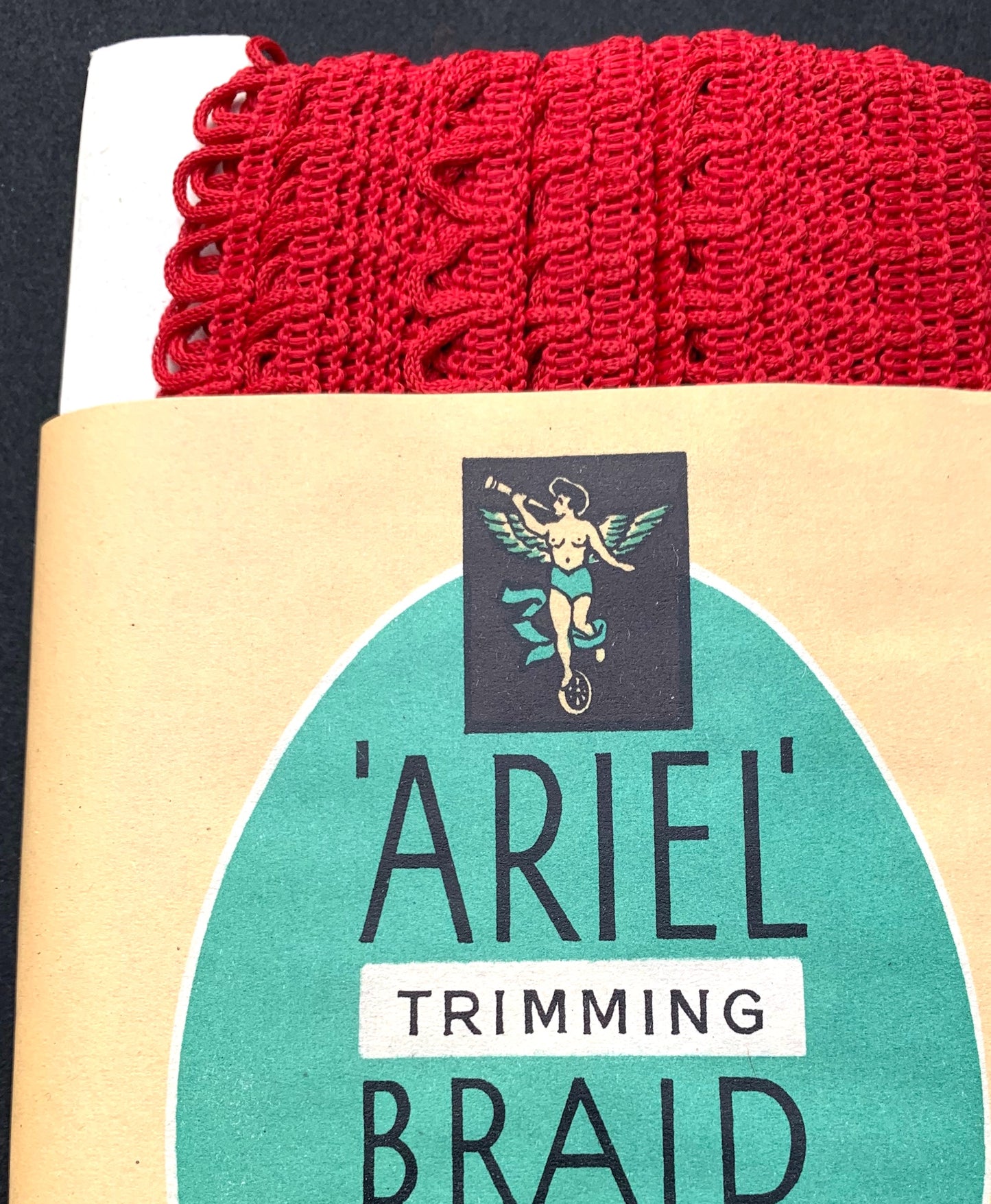 36yds Quietly Dramatic Looped Red Vintage Trim -1cm wide - Made in England