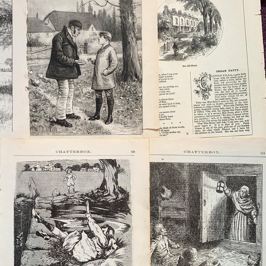 12 Illustrations of Country Scenes from Early 1920s Childrens Book for Crafting purposes !