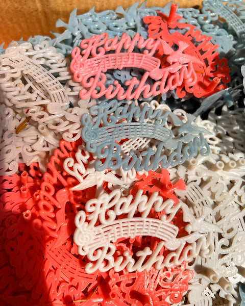 100s and 100s of Vintage Happy Birthday Cake Toppers