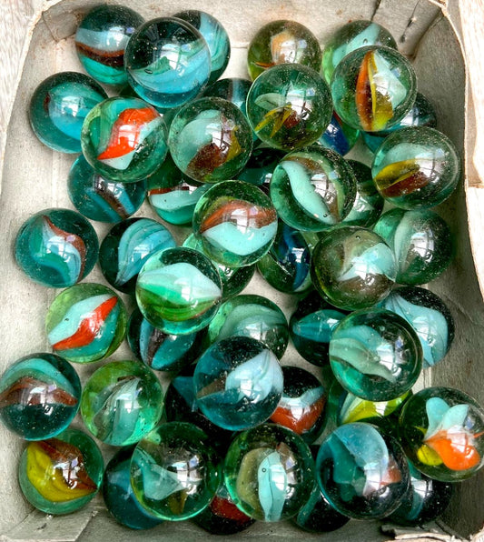 Box of 72 Vintage Glass Marbles