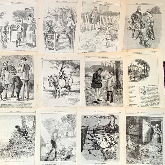 12 Illustrations of Country Scenes from Early 1920s Childrens Book for Crafting purposes !
