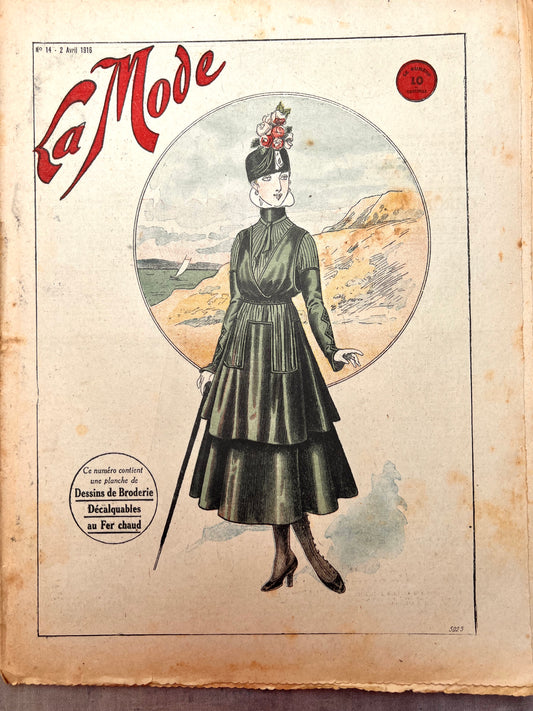 Fashion and Crafts in April 1916 French Magazine La Mode. Issue No.14