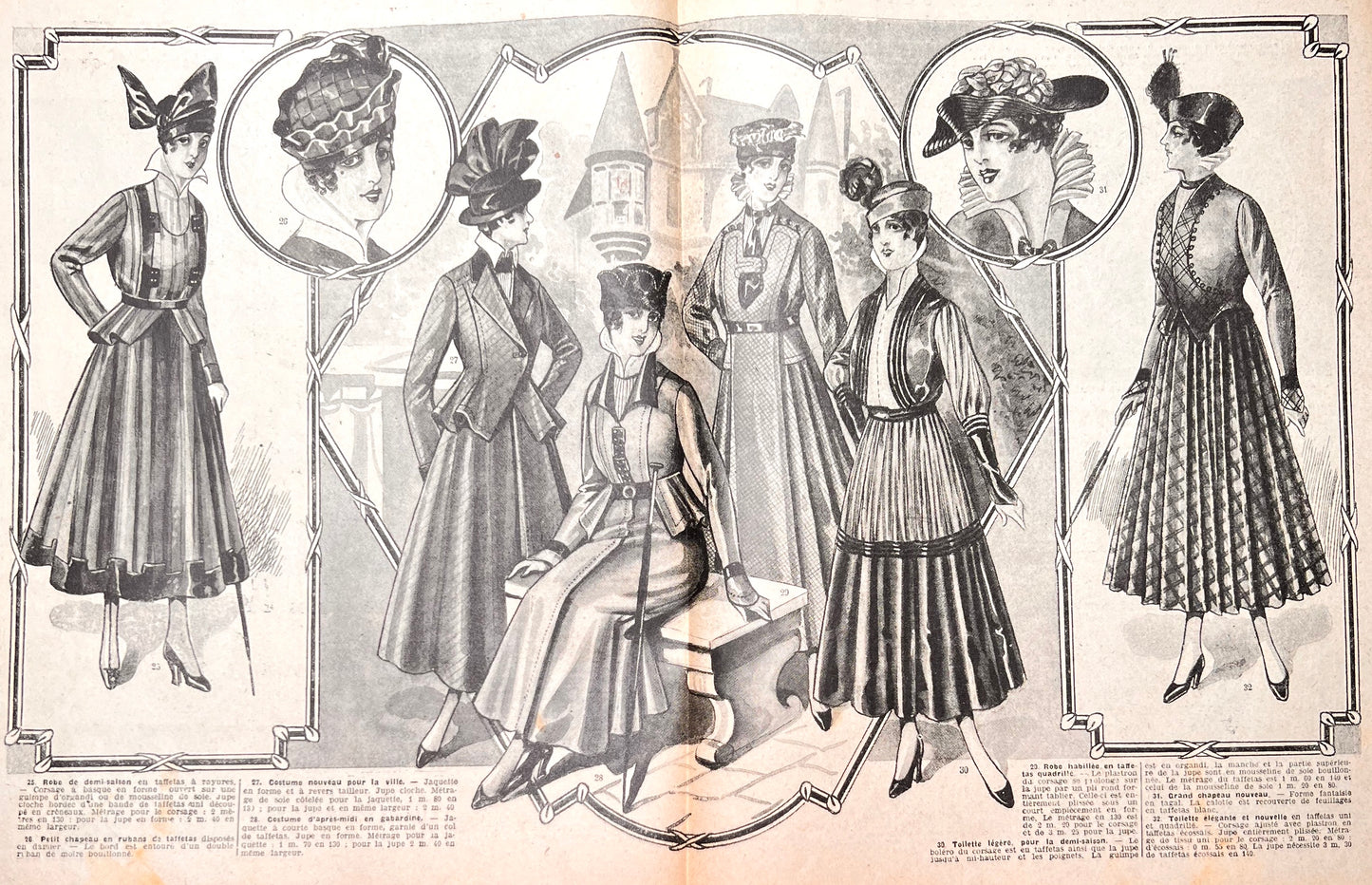 Fashion and Crafts in April 1916 French Magazine La Mode. Issue No.14