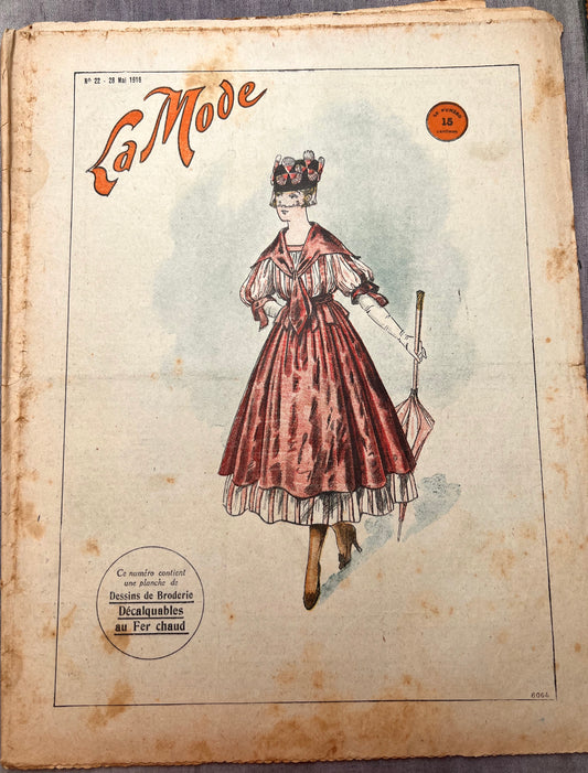 Summer 1916 Fashion and Crafts in May 1916 French Magazine La Mode. Issue No.22