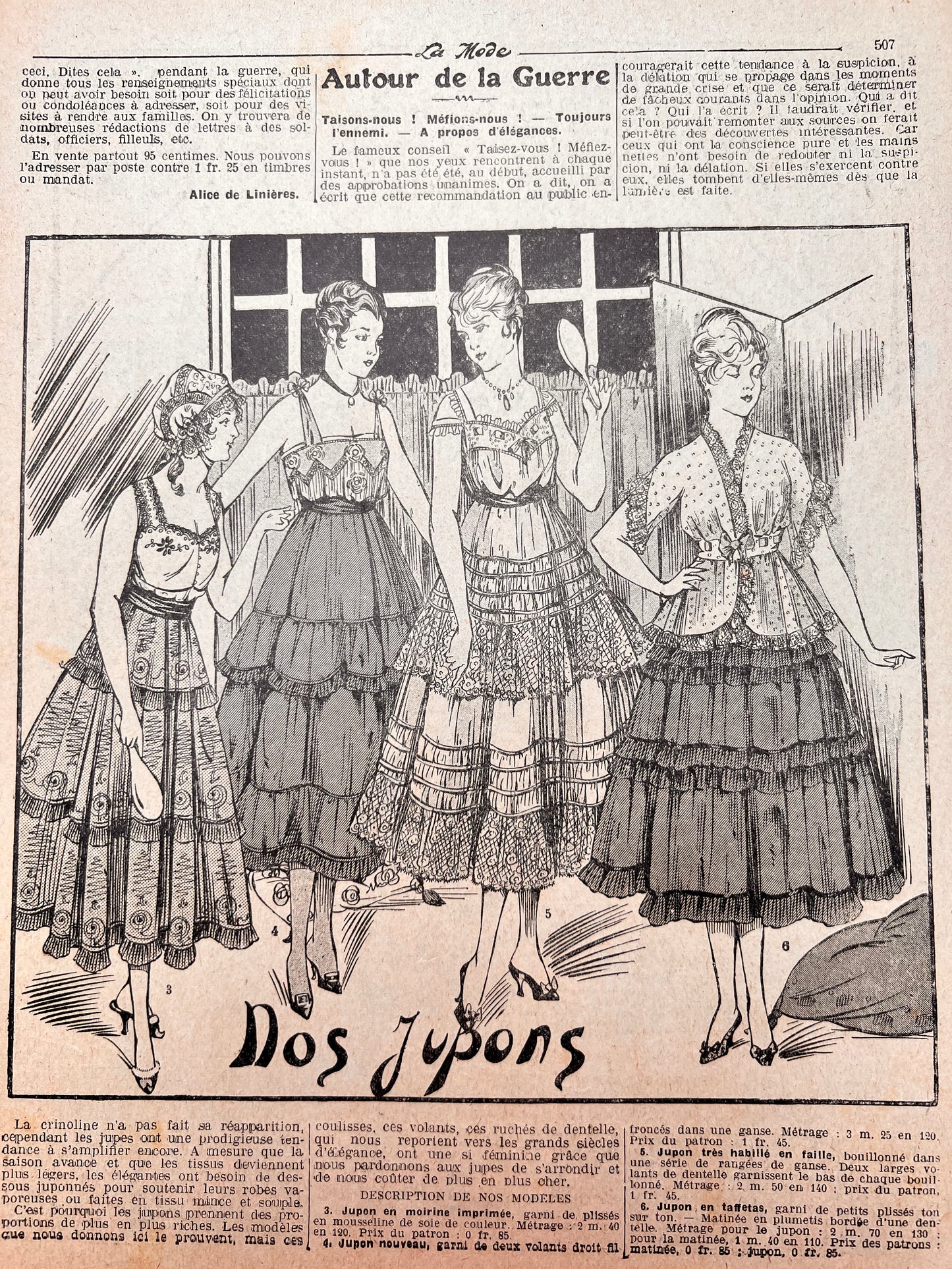Summer 1916 Fashion and Crafts in May 1916 French Magazine La Mode. Issue No.22
