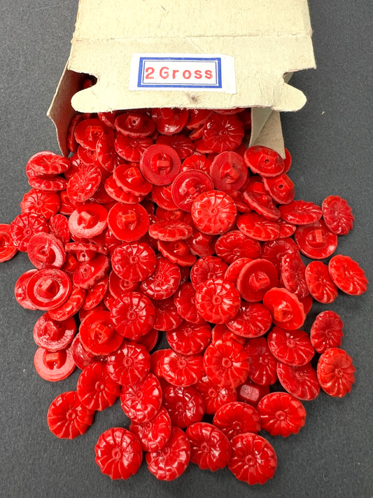 2 gross (288) 1.2cm Vintage Red Glass Flower Buttons to add Drama...to Anything