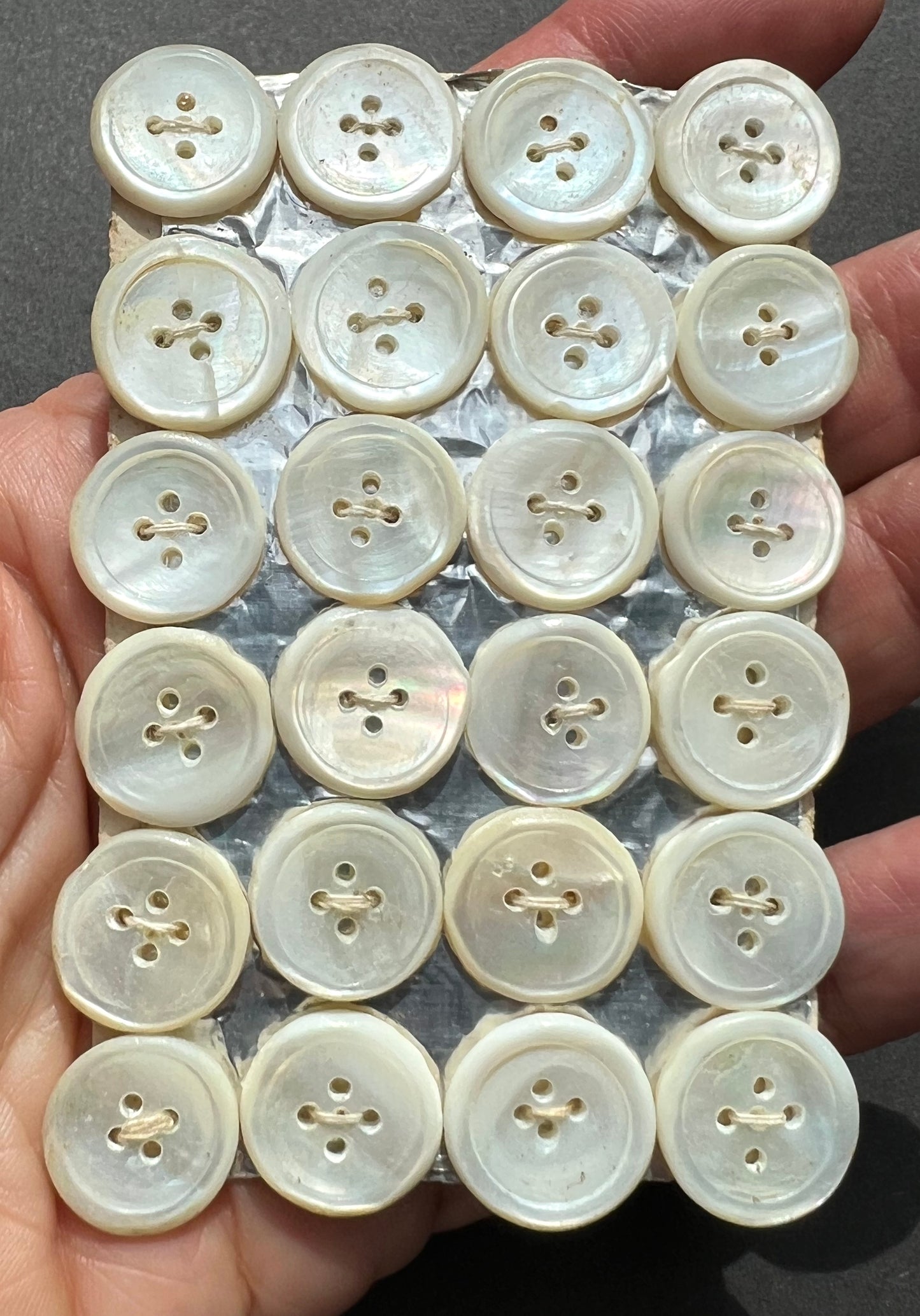 24 Wonderfully Erratic Hand Cut 1.5cm Vintage Mother of Pearl Buttons