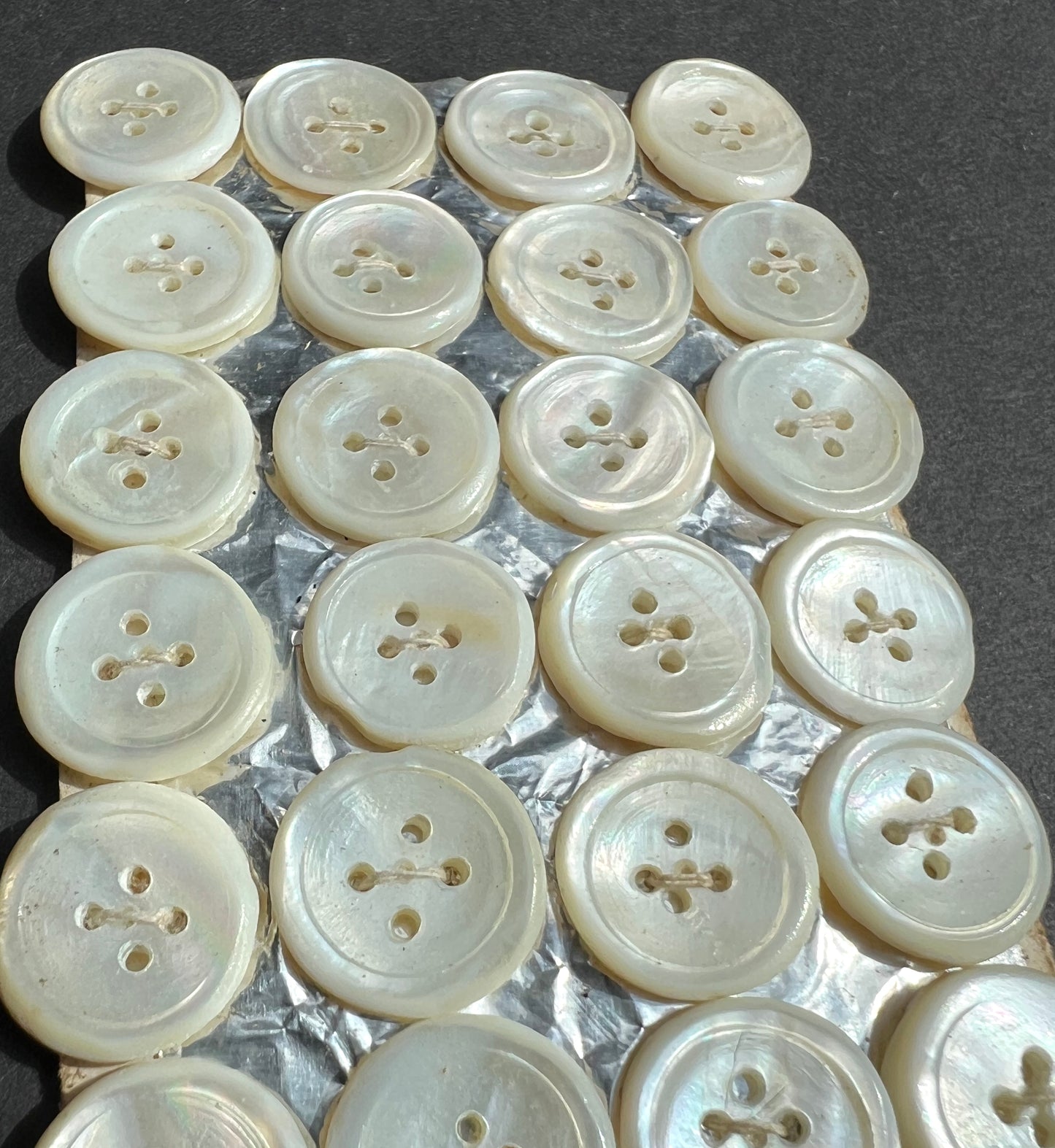 24 Wonderfully Erratic Hand Cut 1.5cm Vintage Mother of Pearl Buttons