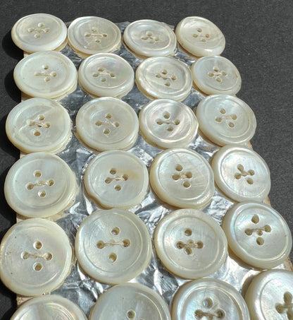 24 Wonderfully Erratic Hand Cut 1.5cm Vintage Mother of Pearl Buttons