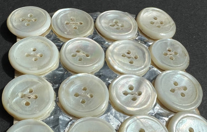 24 Wonderfully Erratic Hand Cut 1.5cm Vintage Mother of Pearl Buttons