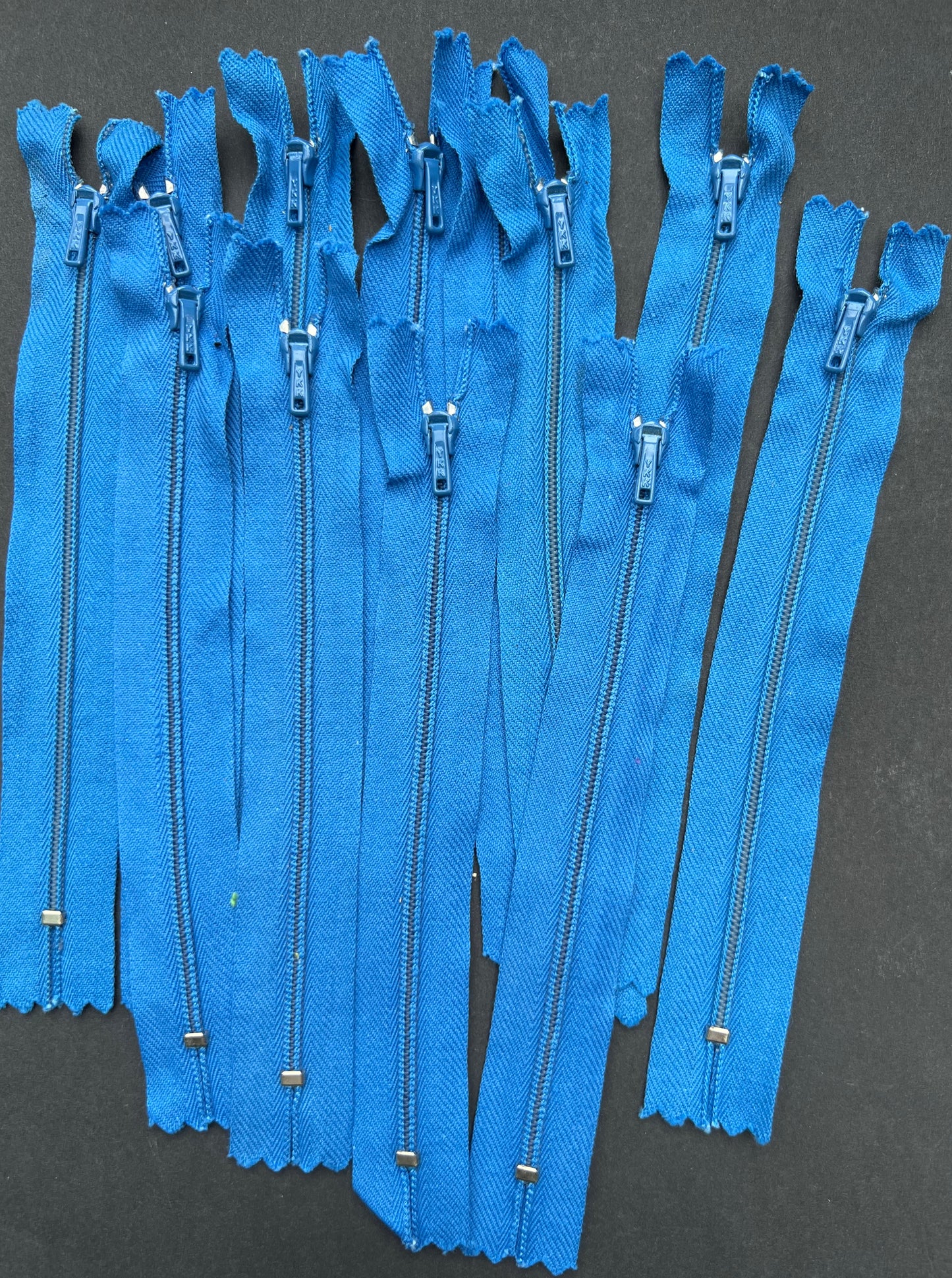 10 Vintage 6" Bright Cornflower Blue Y.K.K Metal Teeth Zips
