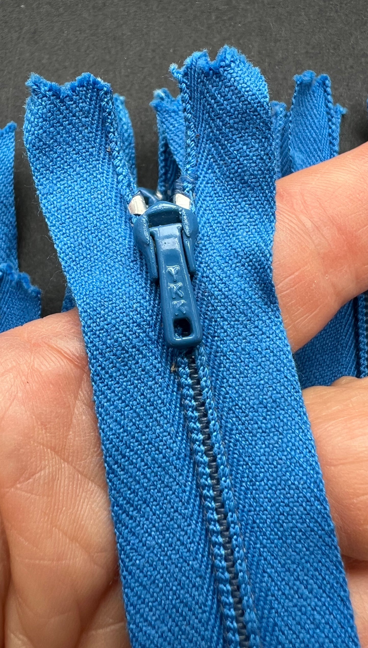 10 Vintage 6" Bright Cornflower Blue Y.K.K Metal Teeth Zips