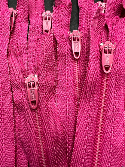10 Vintage 6" Deep Pink Metal Teeth Zips