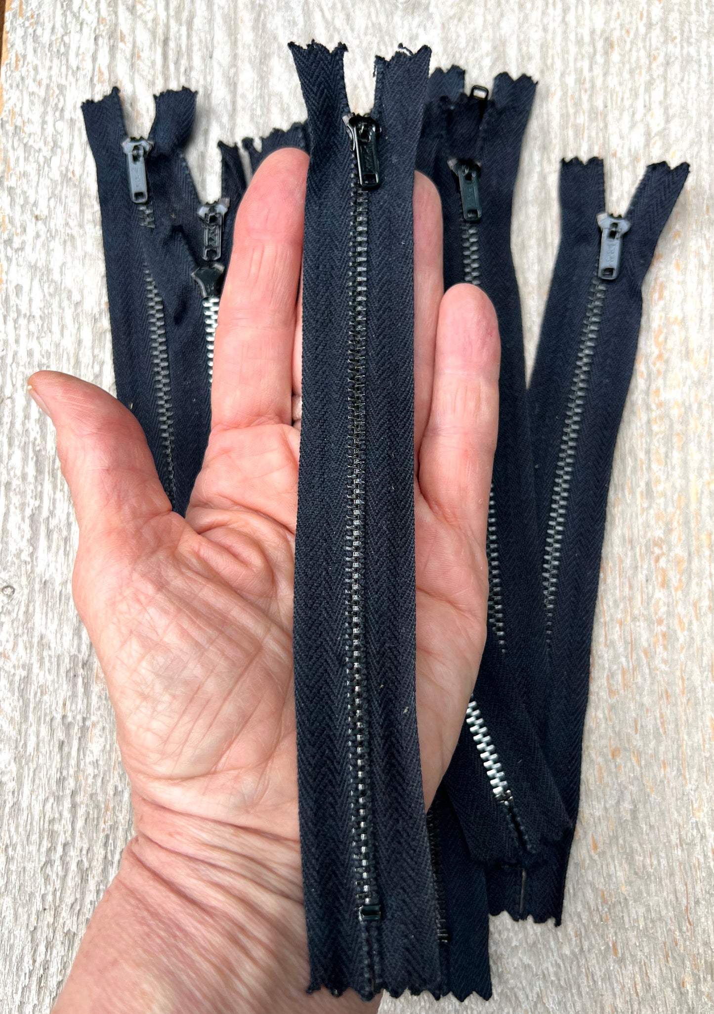 10 Vintage 7" Black Y.K.K Metal Teeth Zips